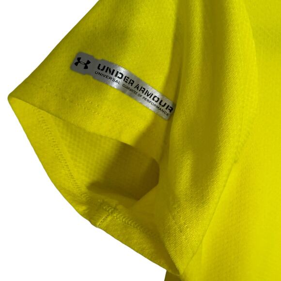 Under Armour HeatGear Athletic Shirt V-Neck Top Athleisure Yellow Womens S - Picture 3 of 9